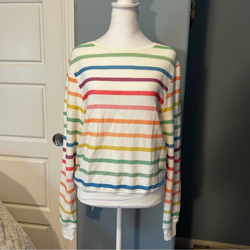 WILDFOX Multicolor Striped Super Soft Sweatshirt Eclectic Grandpa Women’s XS